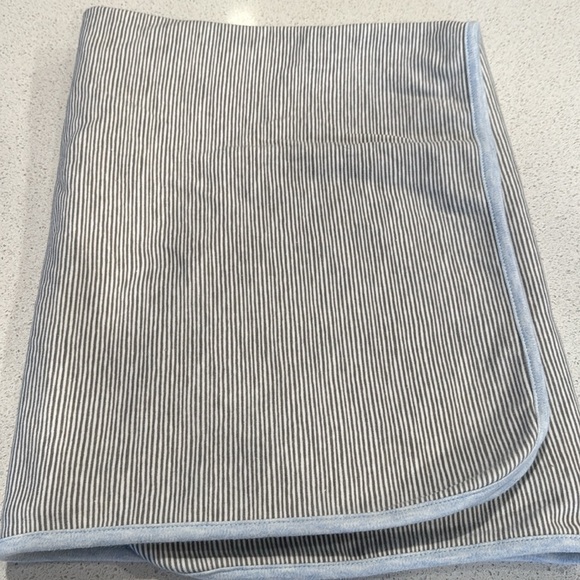 Snugababy Baby Blanket White gray striped blue Bears Reversible Cotton - Picture 2 of 8